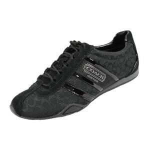 Coach Remonna Signature Sneakers Womens Size 8 Black Lace Up Leather Textile 8B